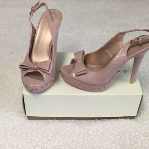 LC Lauren Conrad Blush nude Bow Platform Slingback Heels